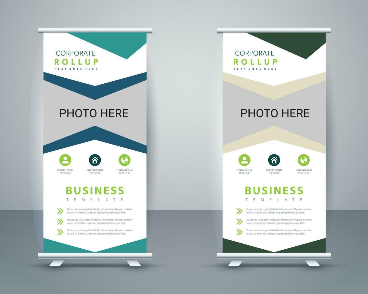 Vector corporate x banner pull up roll up banner standee template with creative shapes