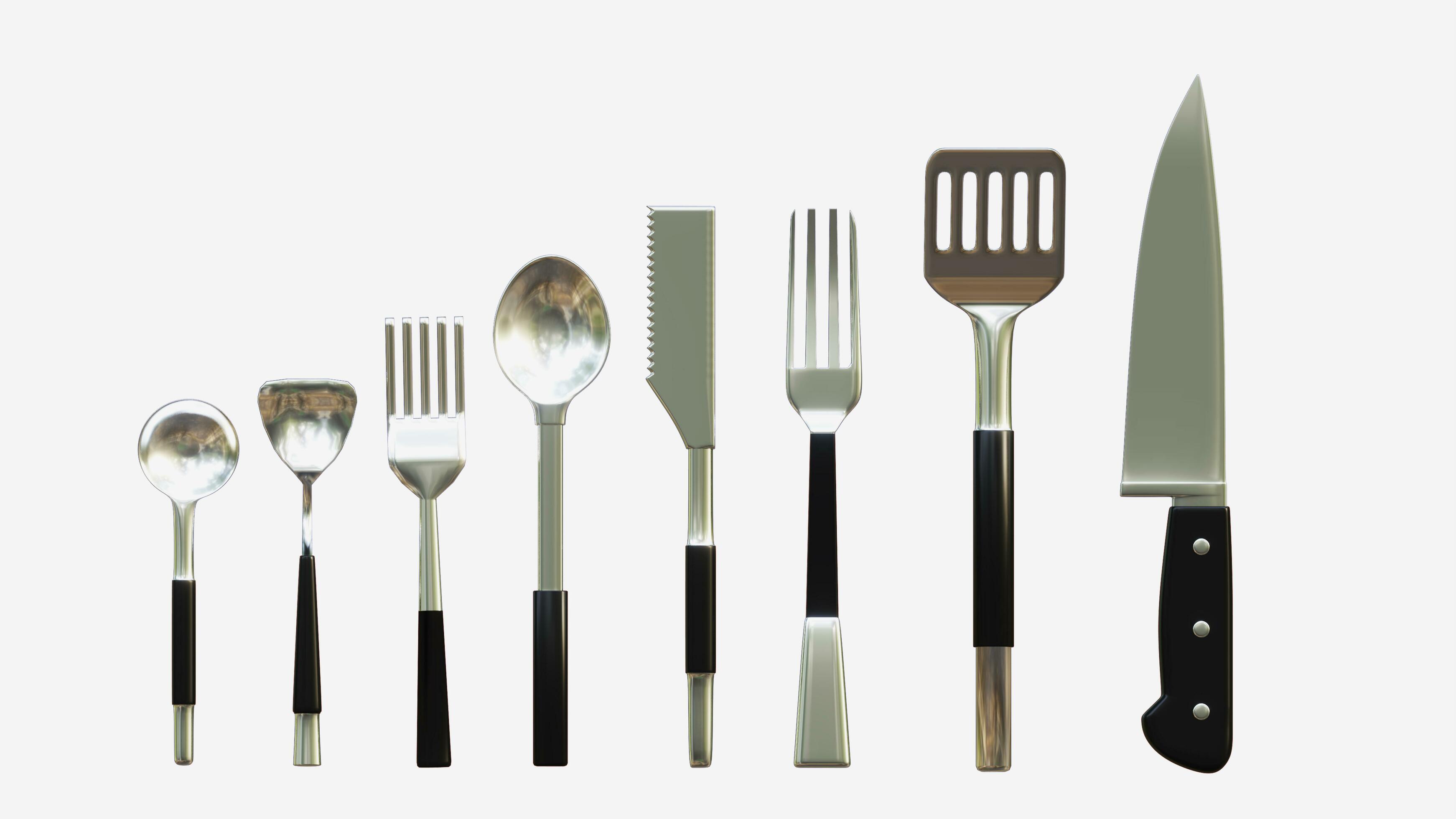 Stainless Steel Kitchen Tools Set In Black 35680625 Stock Photo at Vecteezy