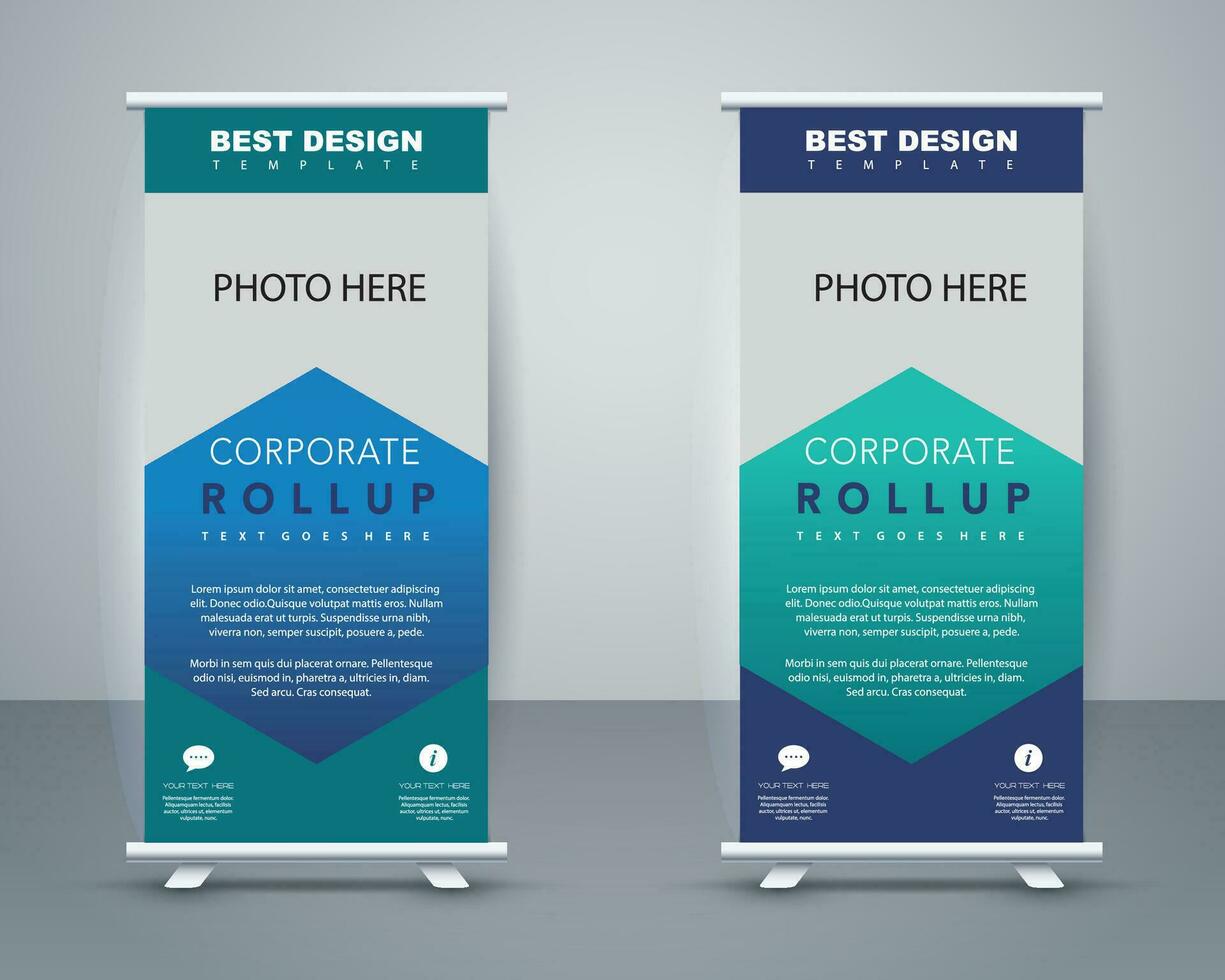 Vector corporate x banner pull up roll up banner standee template with creative shapes