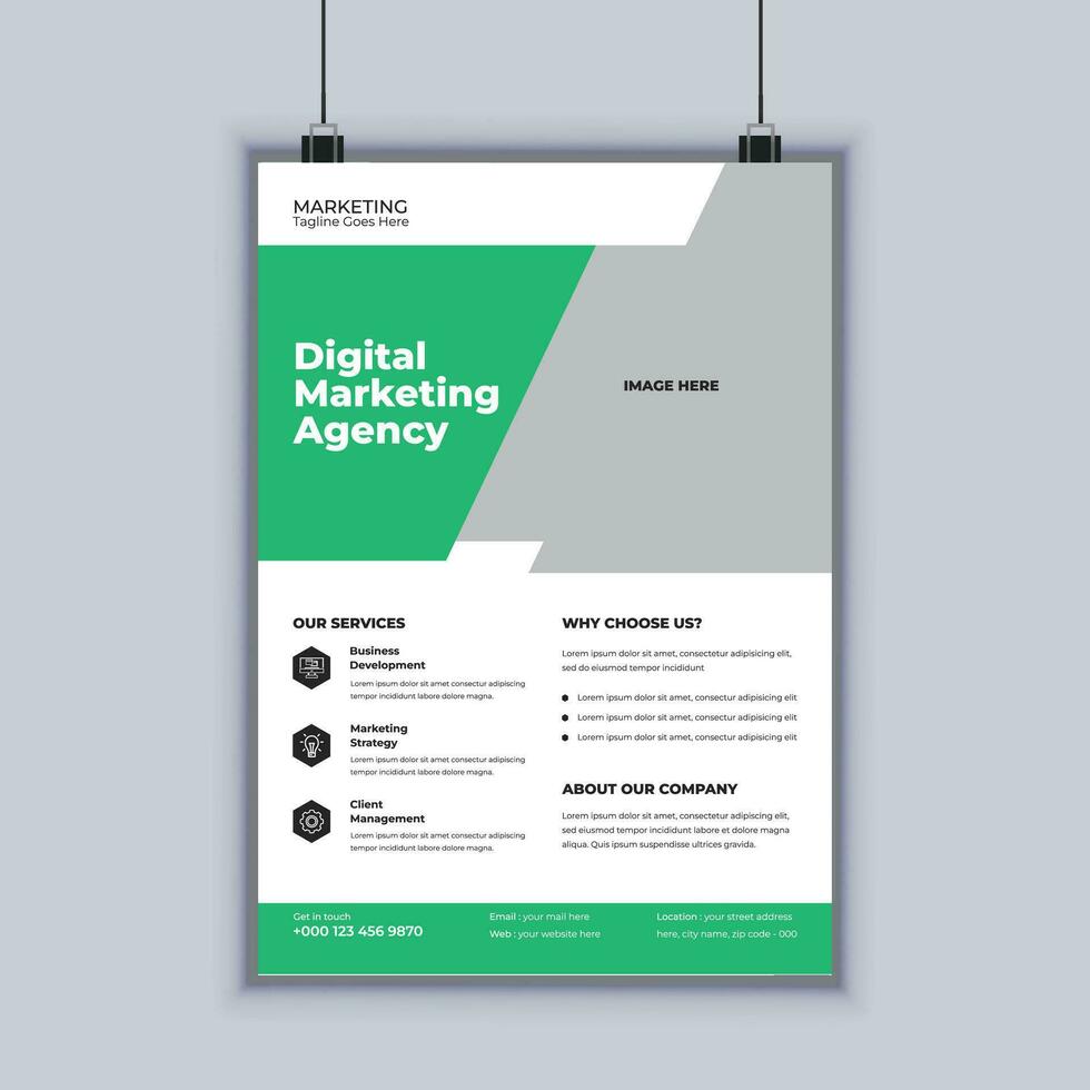 Plantilla de diseño de volante de negocios de agencia de marketing digital vector