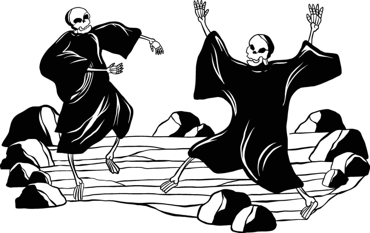 cráneo danza mano dibujado vector ilustración