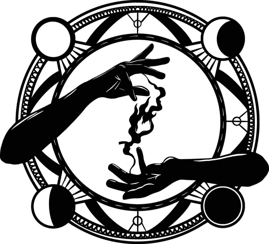 alchemy circle, magic circle, hand drawn illustration vector