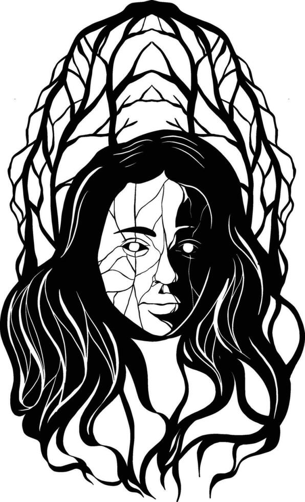 Women in black hand drawn illustration vector