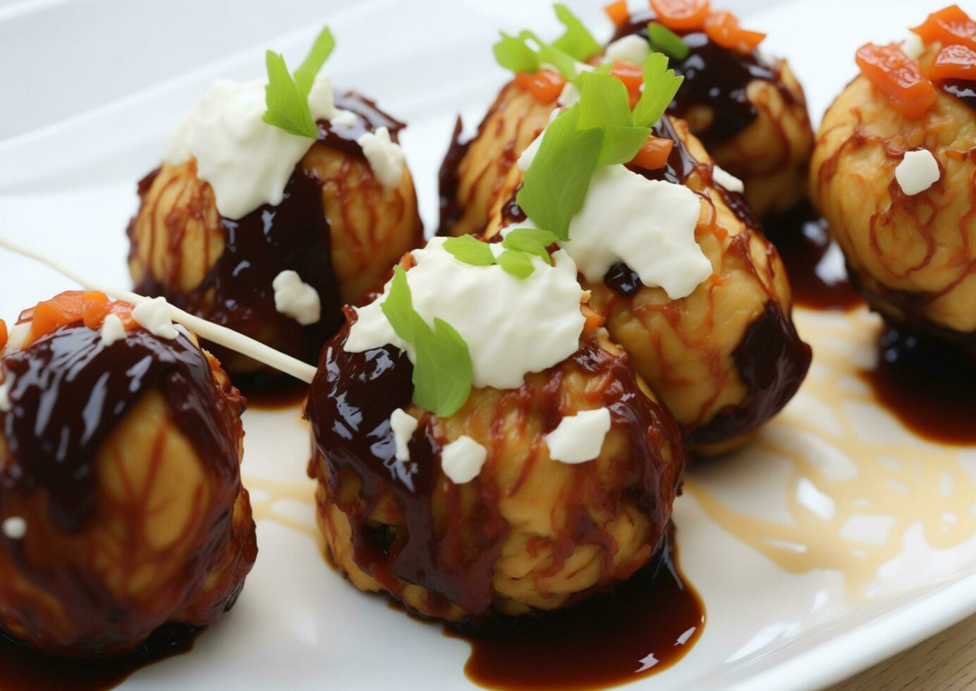 AI generated delicious takoyaki Japanese food, AI generated photo