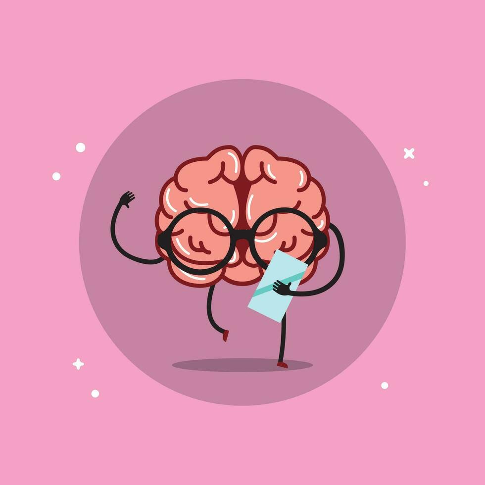 Isolated cute brain cartoon character Vector illustration