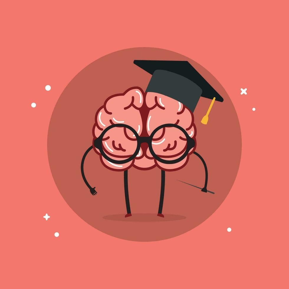 Isolated cute brain cartoon character Vector illustration