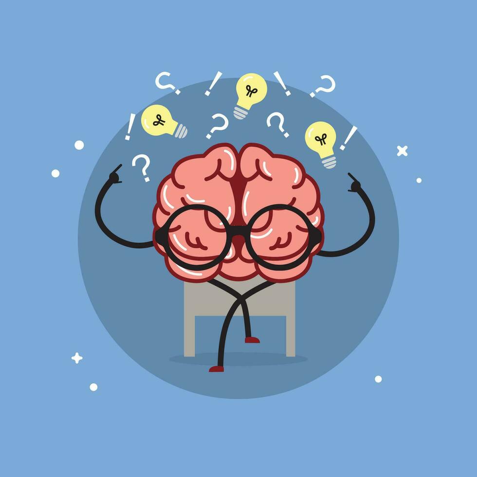 aislado linda cerebro dibujos animados personaje vector ilustración