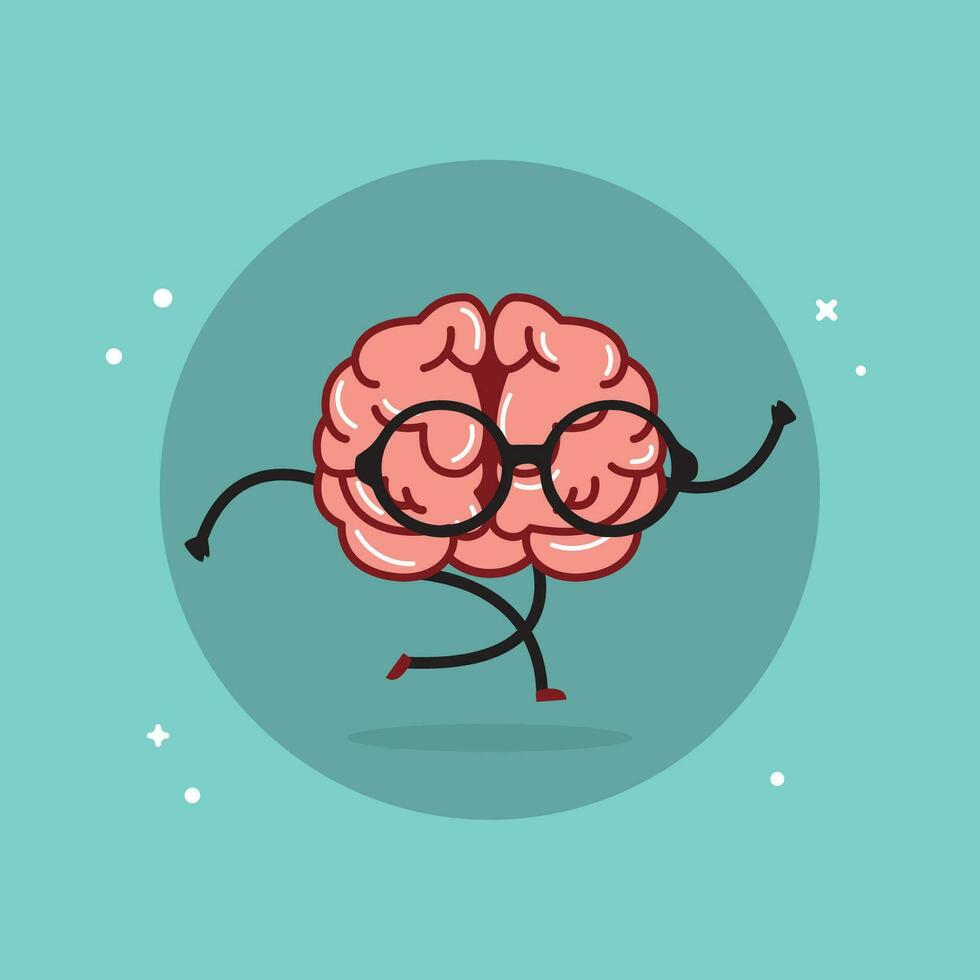 Isolated cute brain cartoon character Vector illustration