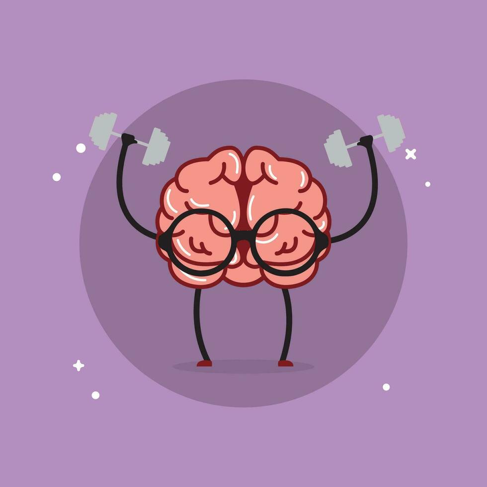 Isolated cute brain cartoon character Vector illustration