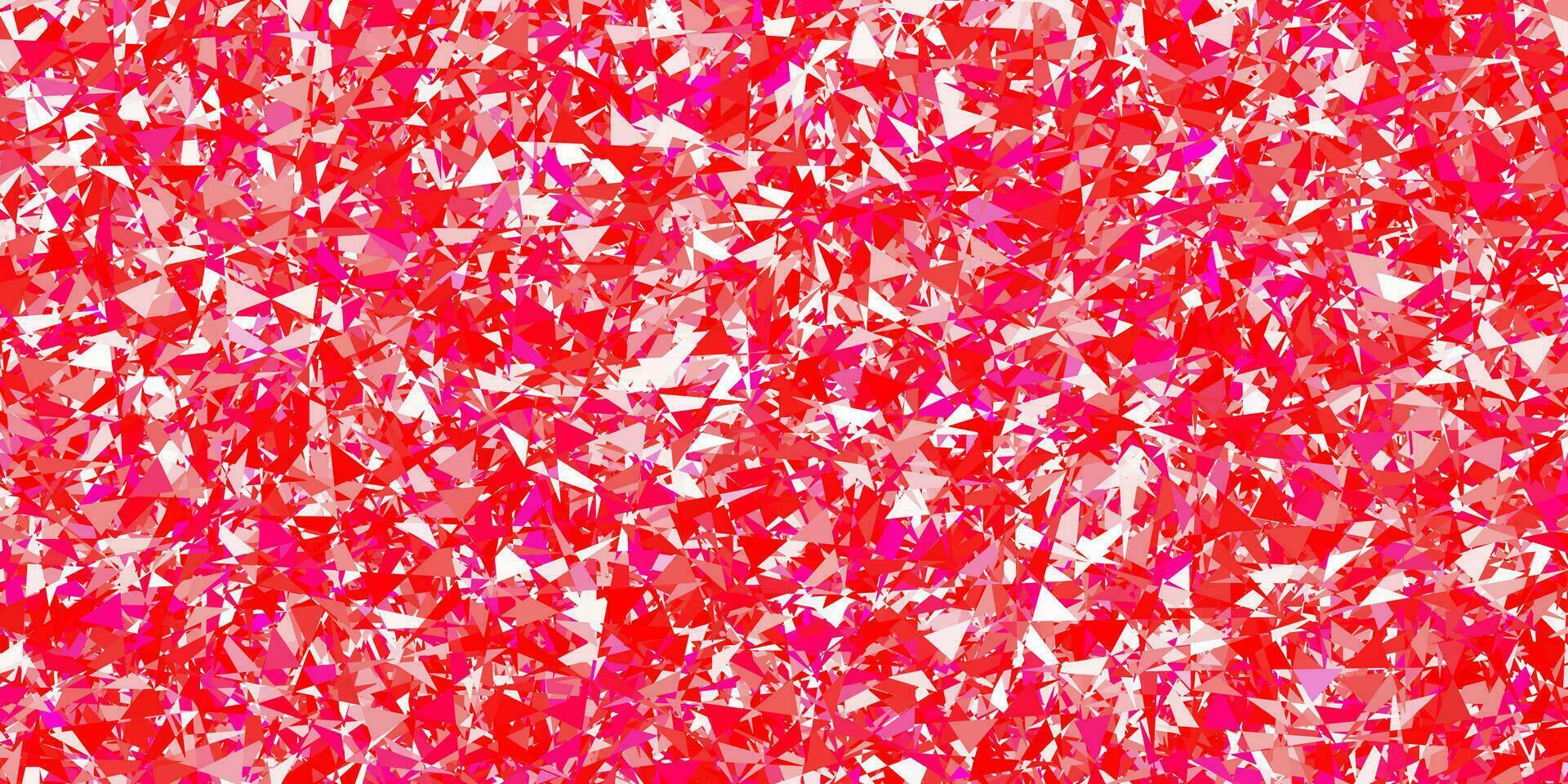 textura de vector rosa claro, rojo con triángulos al azar.