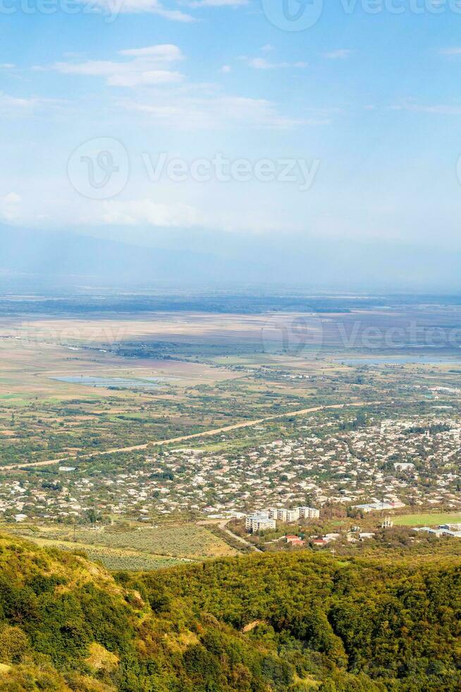 view Alazan valley in Kakheti region from Signagi photo