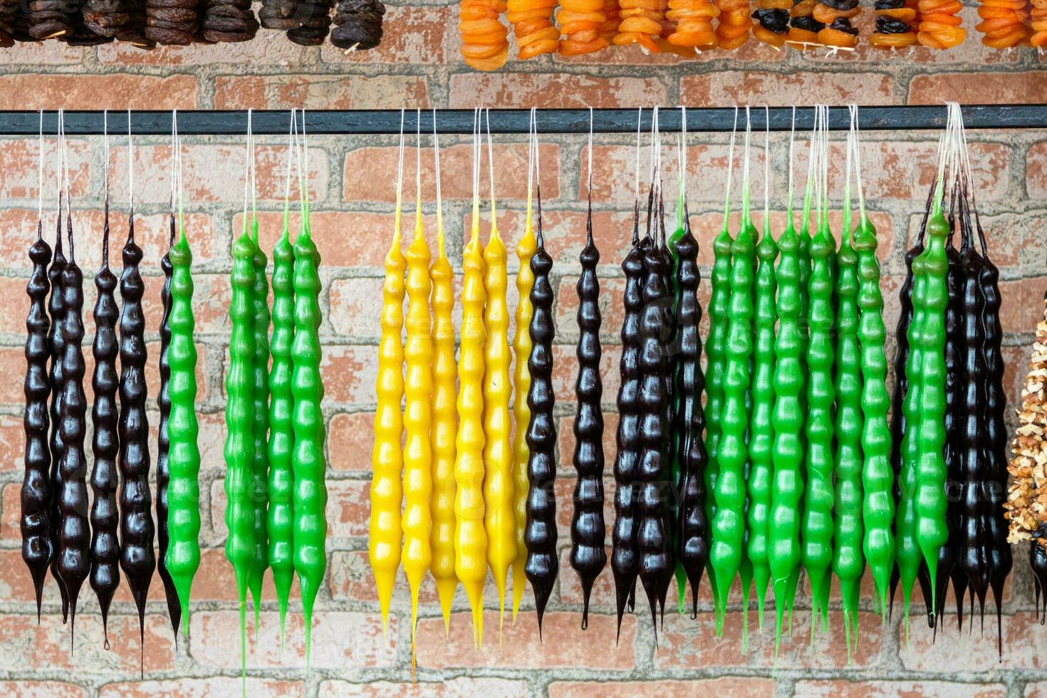 multi-colored churchkhela in village in Georgia photo