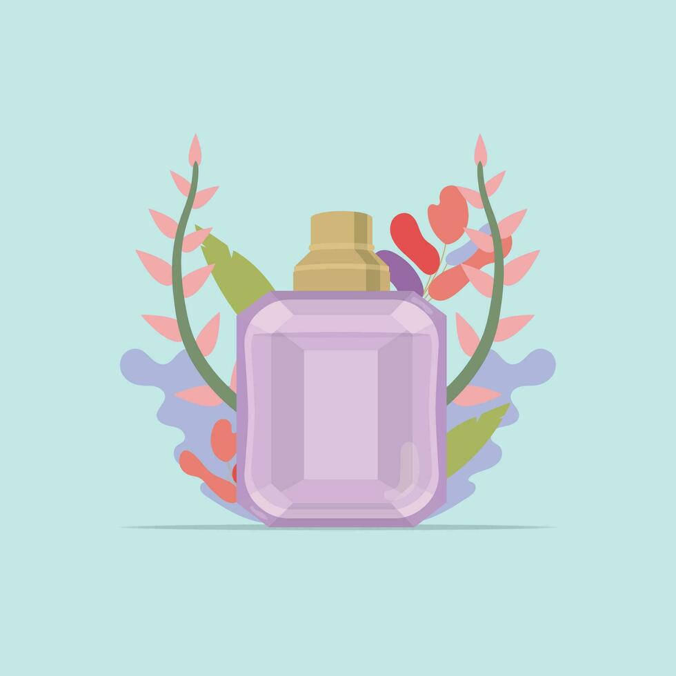 Isolated perfume bottle with natural leaves Vector illustration