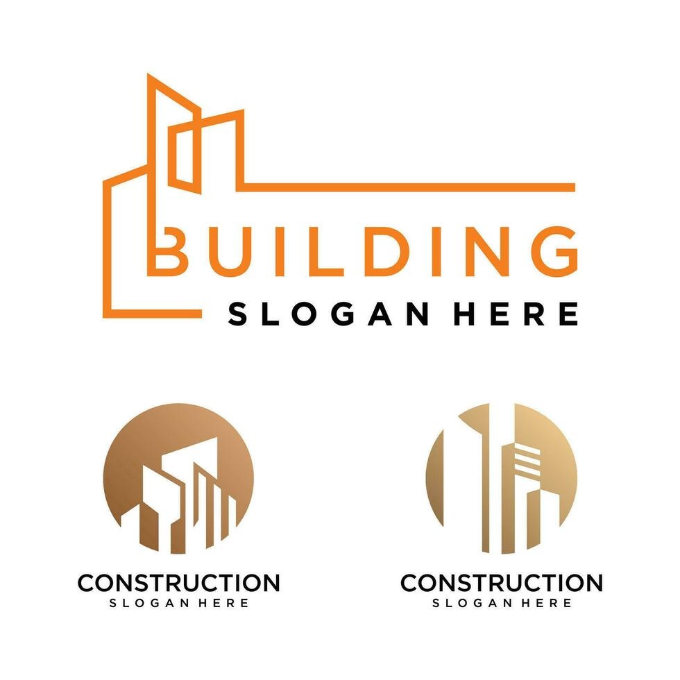 Building logo design vector with creative element concept style