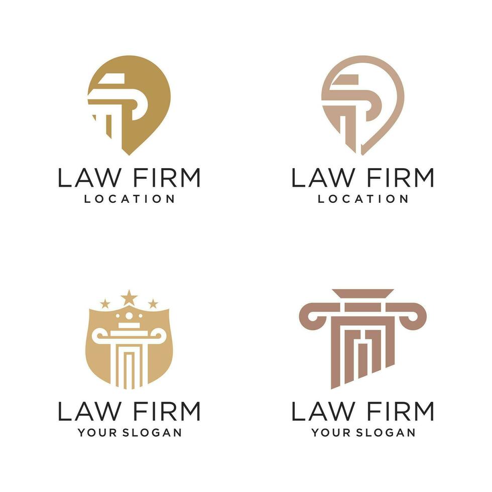 Law firm logo vector design illustration with modern pin concept and creative style