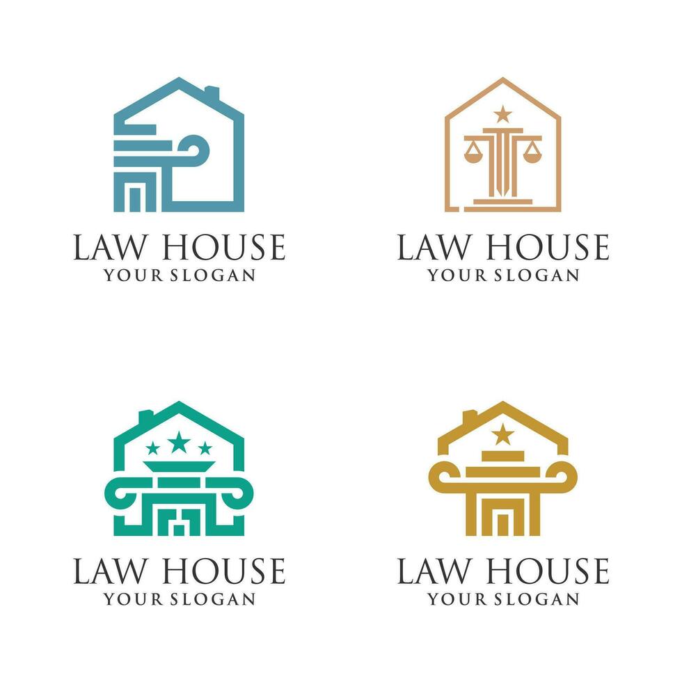 Law logo vector design with house icon and modern creative style