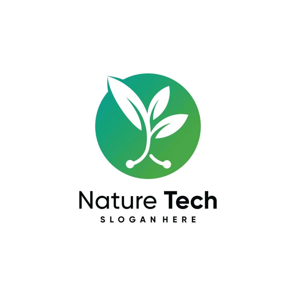 Nature tech logo vector design illustration with creative element concept