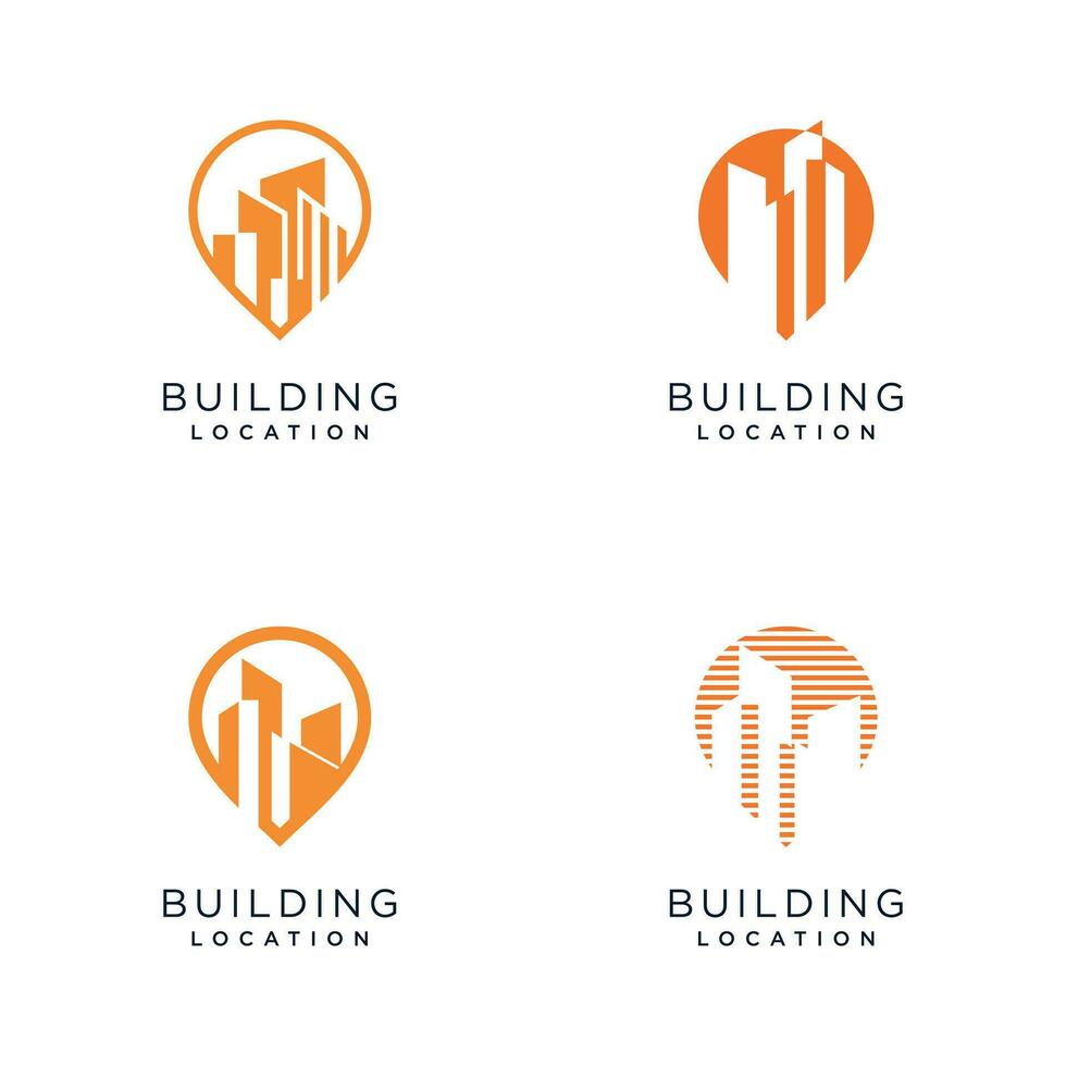 edificio logo vector diseño ilustración con moderno alfiler concepto