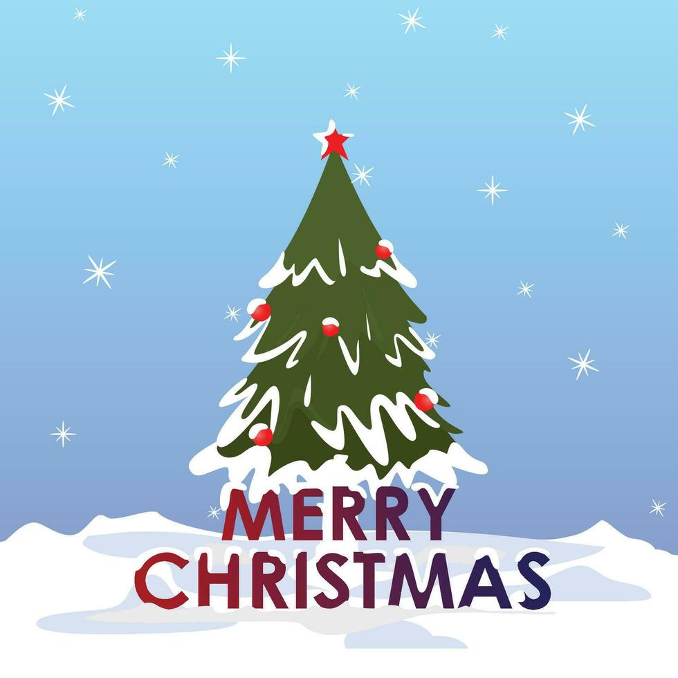 Merry Christmas background with Christmas tree vector illustration