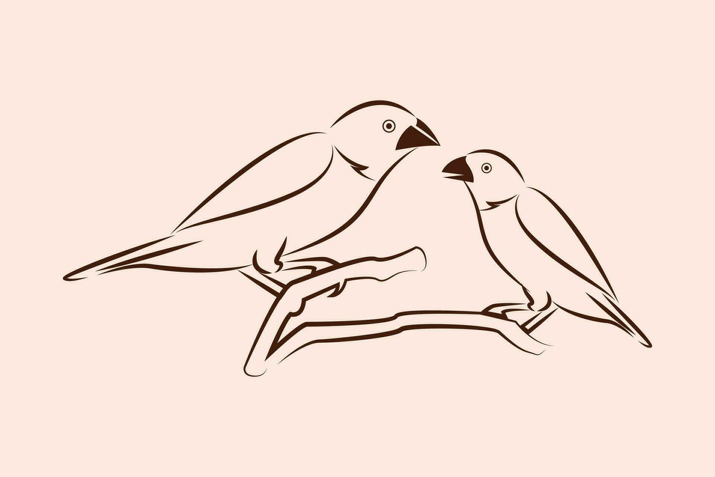 Munia birds line art vector illustration