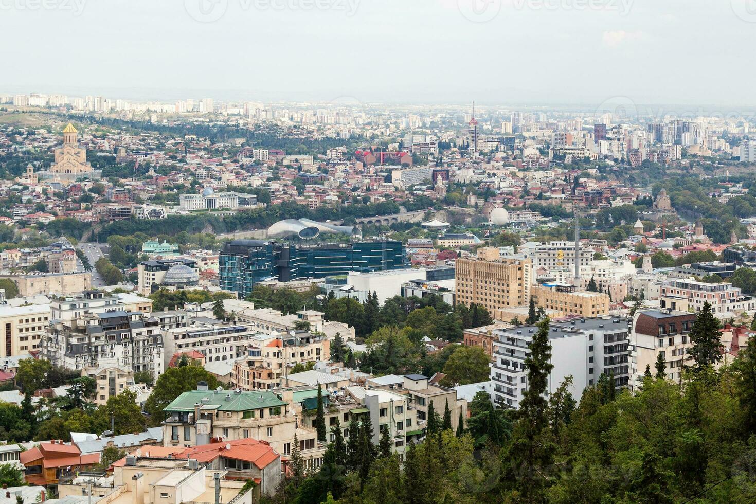 Tbilisi city from Mtatsminda Pantheon viewpoint photo