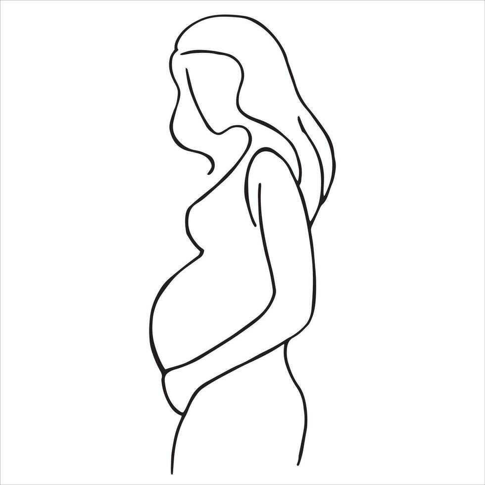 vector dibujo, el contorno de un embarazada mujer, un sencillo estilizado dibujo en el tema de maternidad, parto