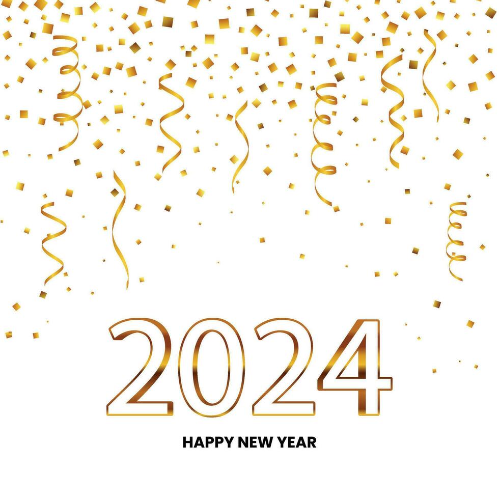 contento nuevo año 2024 cuadrado modelo con 3d colgando número. saludo concepto para 2024 nuevo año celebracion papel picado vector