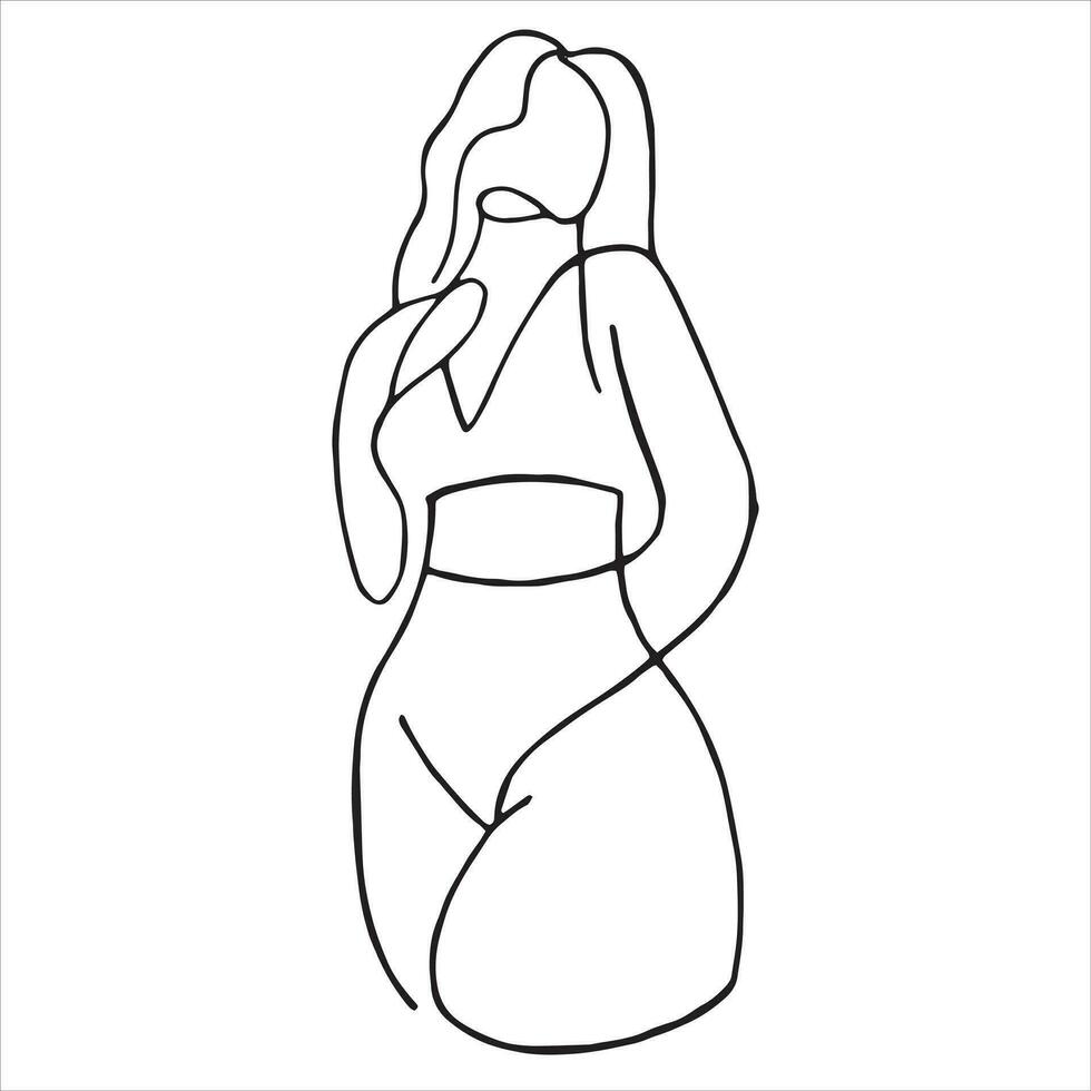 vector drawing of a woman, woman's body outline. abstract drawing in line art style