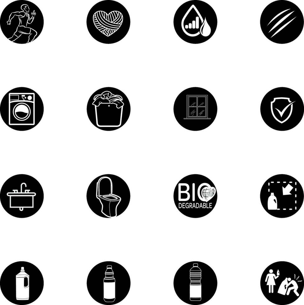 Negative black and white home cleaning icons vector