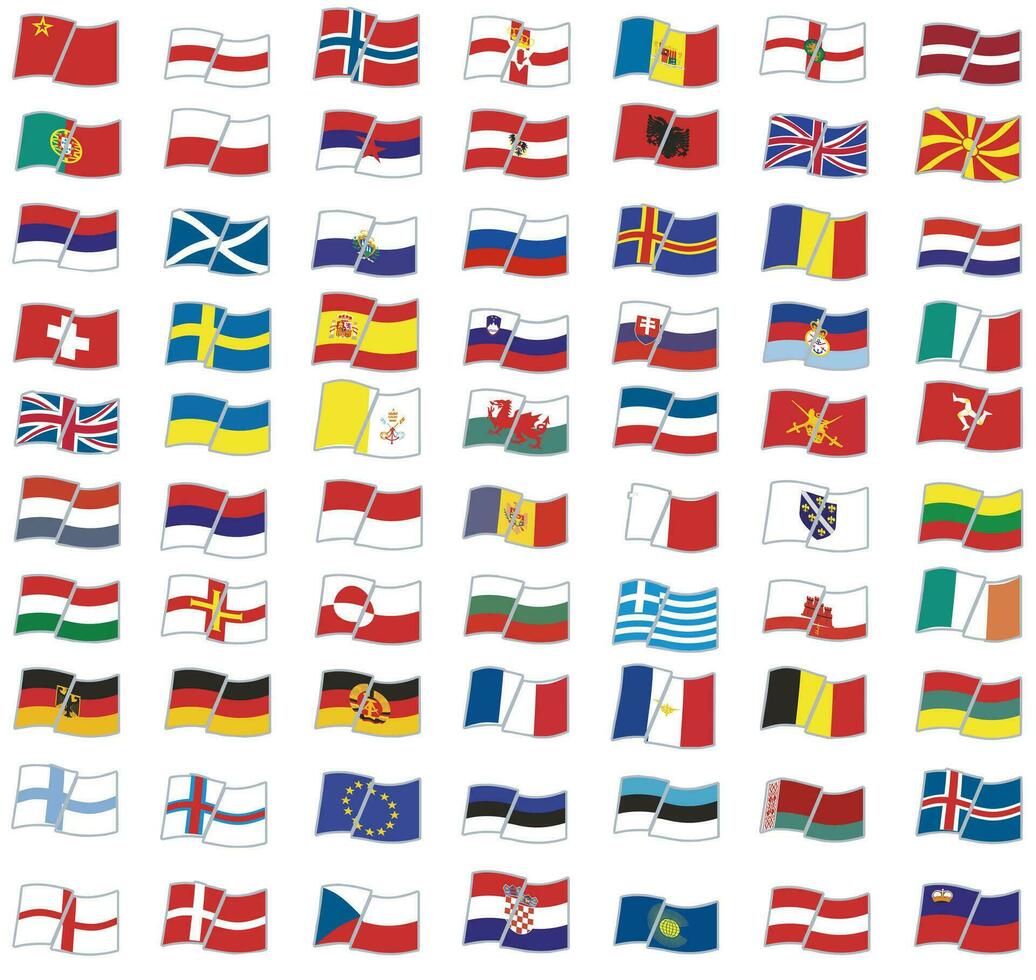 EUROPEAN FLAGS WAVING AND CUT vector