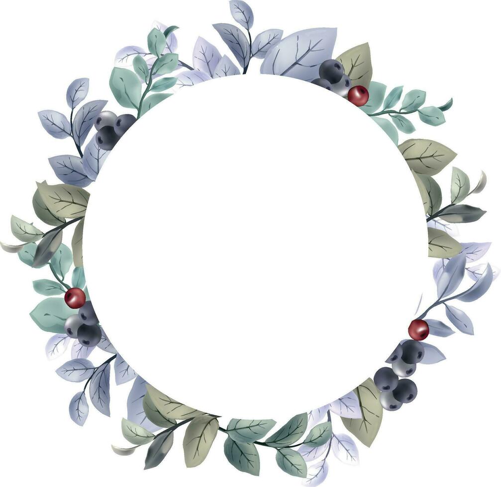 winter circle  flower frame vector