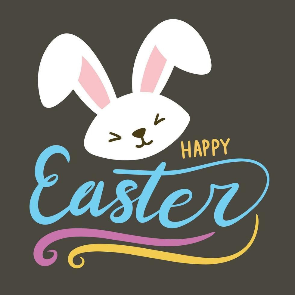Happy Easter square banner. Handwriting text Happy Easter inscription. Hand drawn vector art.