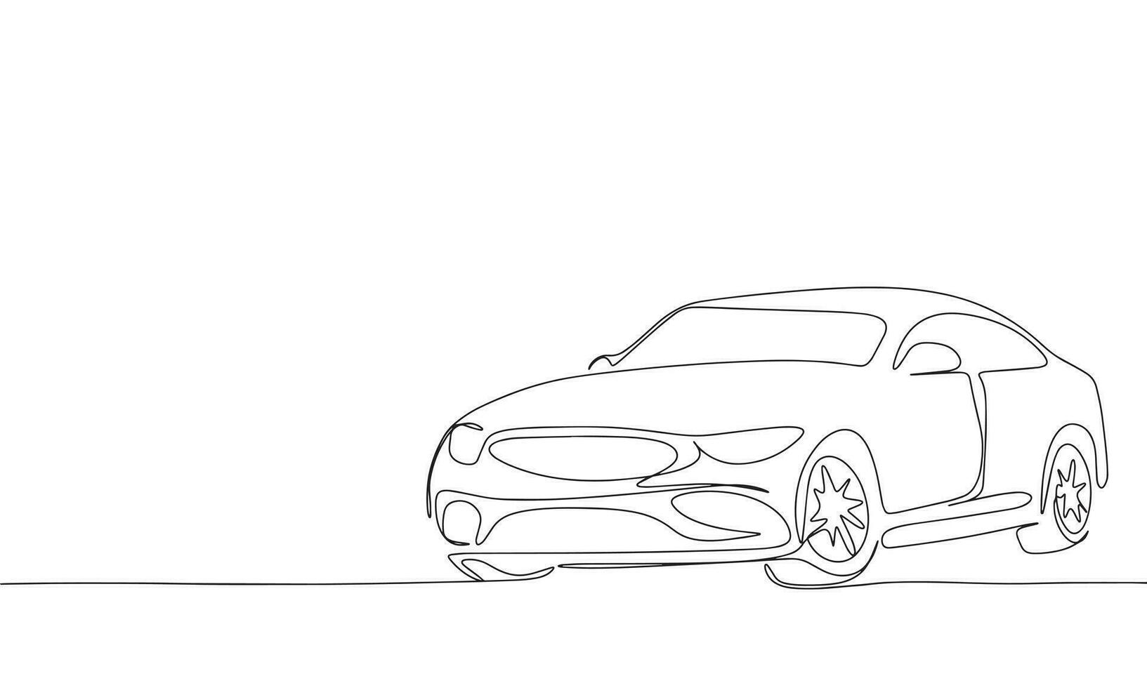 One line continuous line car. Line art automobile outline. Hand drawn vector art