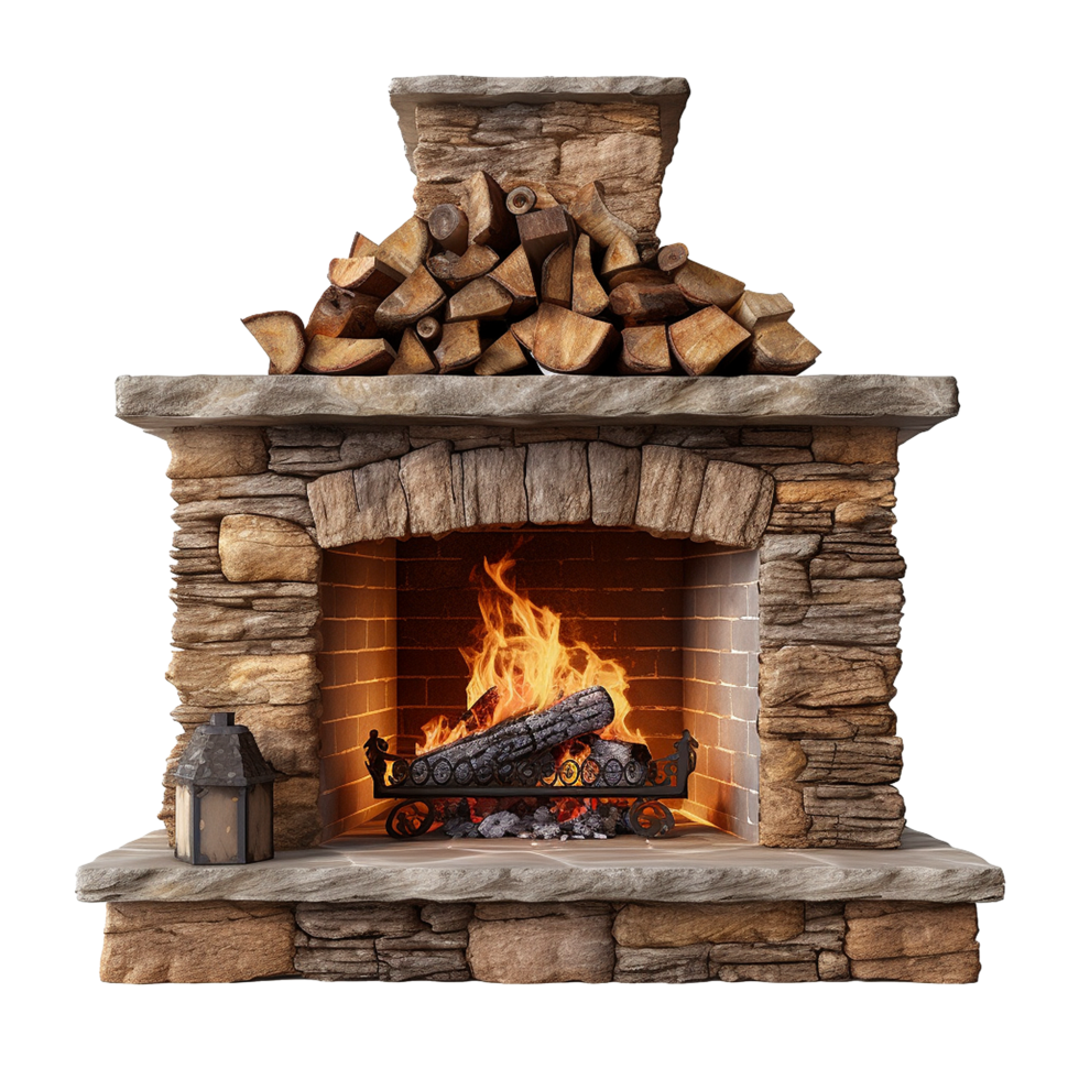AI generated Outdoor fireplace isolated on transparent background png