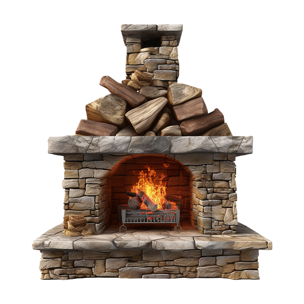 AI generated Outdoor fireplace isolated on transparent background png