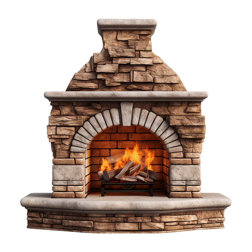 AI generated Outdoor fireplace isolated on transparent background png