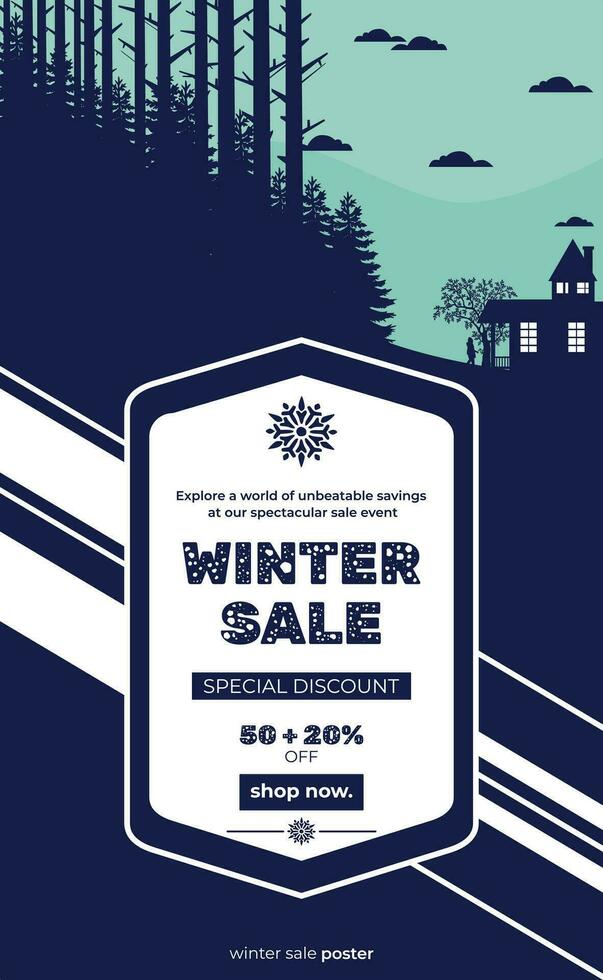 Winter sale background poster vector illustration