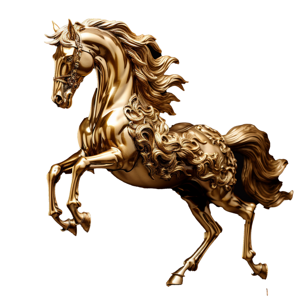 AI generated Golden horse png isolated on transparent background