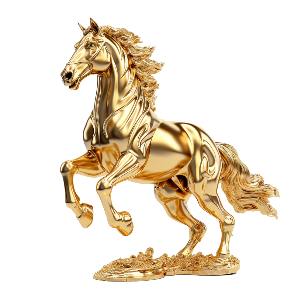 AI generated Golden horse png isolated on transparent background