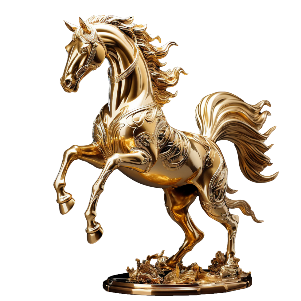 AI generated Golden horse png isolated on transparent background
