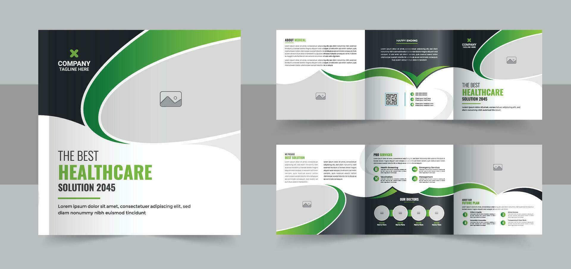 Medical or healthcare square trifold brochure template or Medical and healthcare square trifold brochure template vector