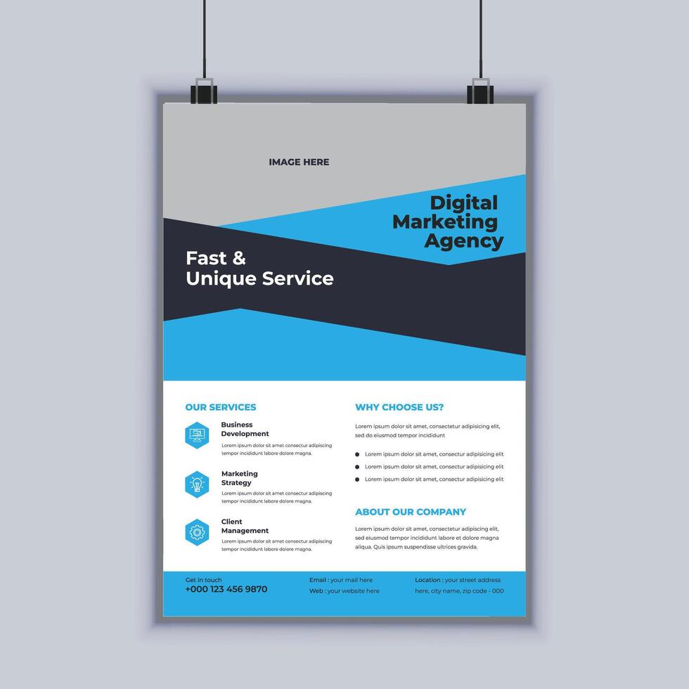 Digital marketing agency modern business flyer design template vector