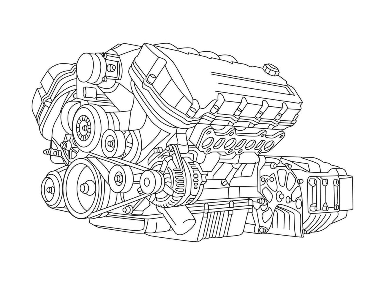 coche motor línea Arte ilustración vector