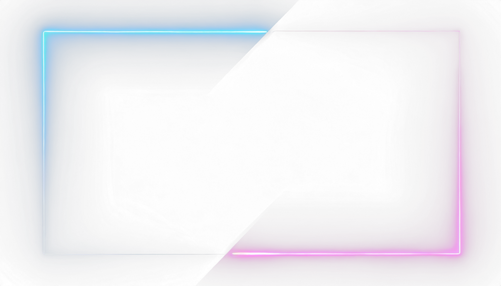 AI generated Square rectangle picture frame with two tone neon color motion graphic on isolated black background. Blue and pink light moveing for overlay element. 3D illustration rendering. png