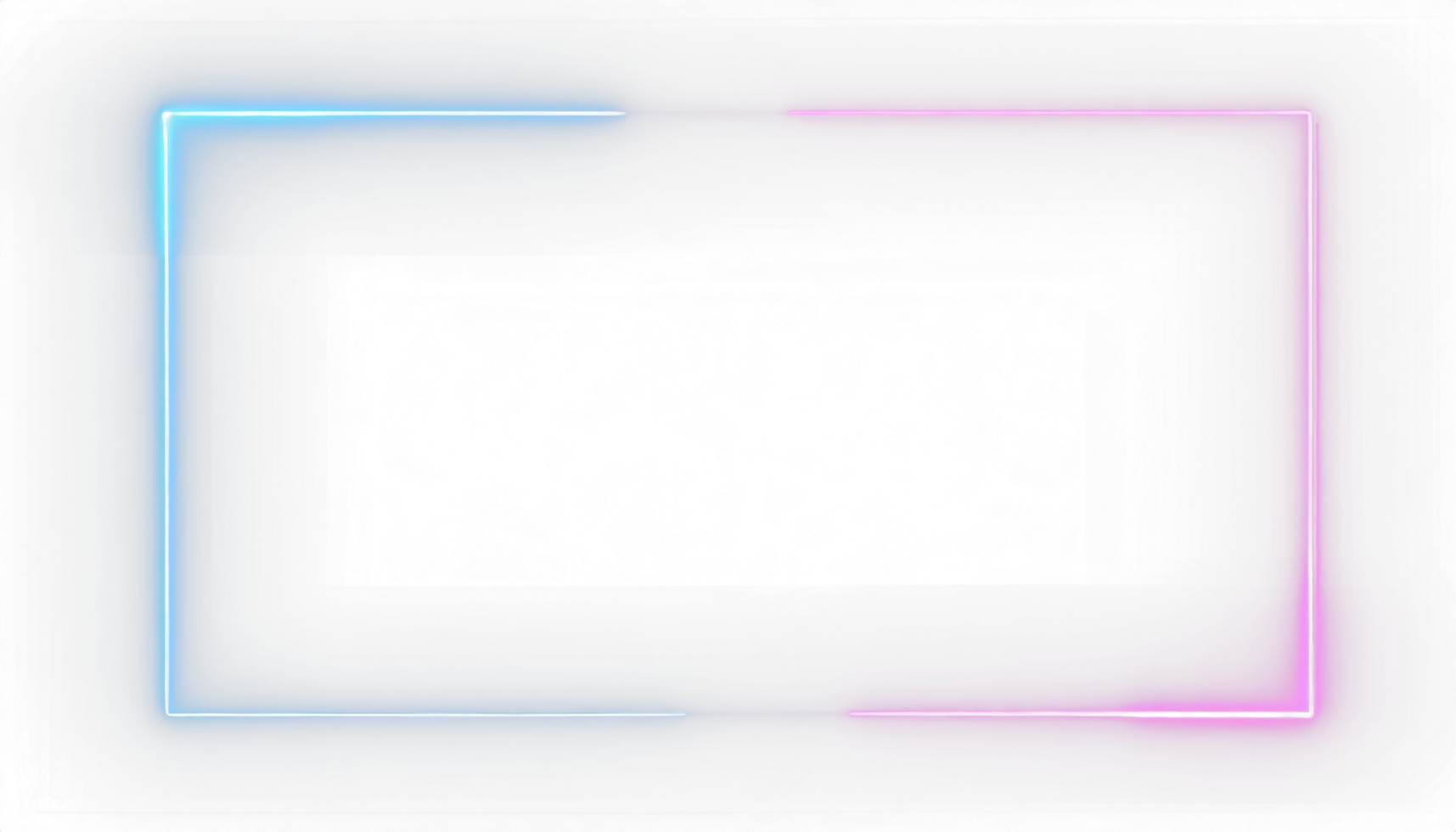 AI generated Square rectangle picture frame with two tone neon color motion graphic on isolated black background. Blue and pink light moveing for overlay element. 3D illustration rendering. png