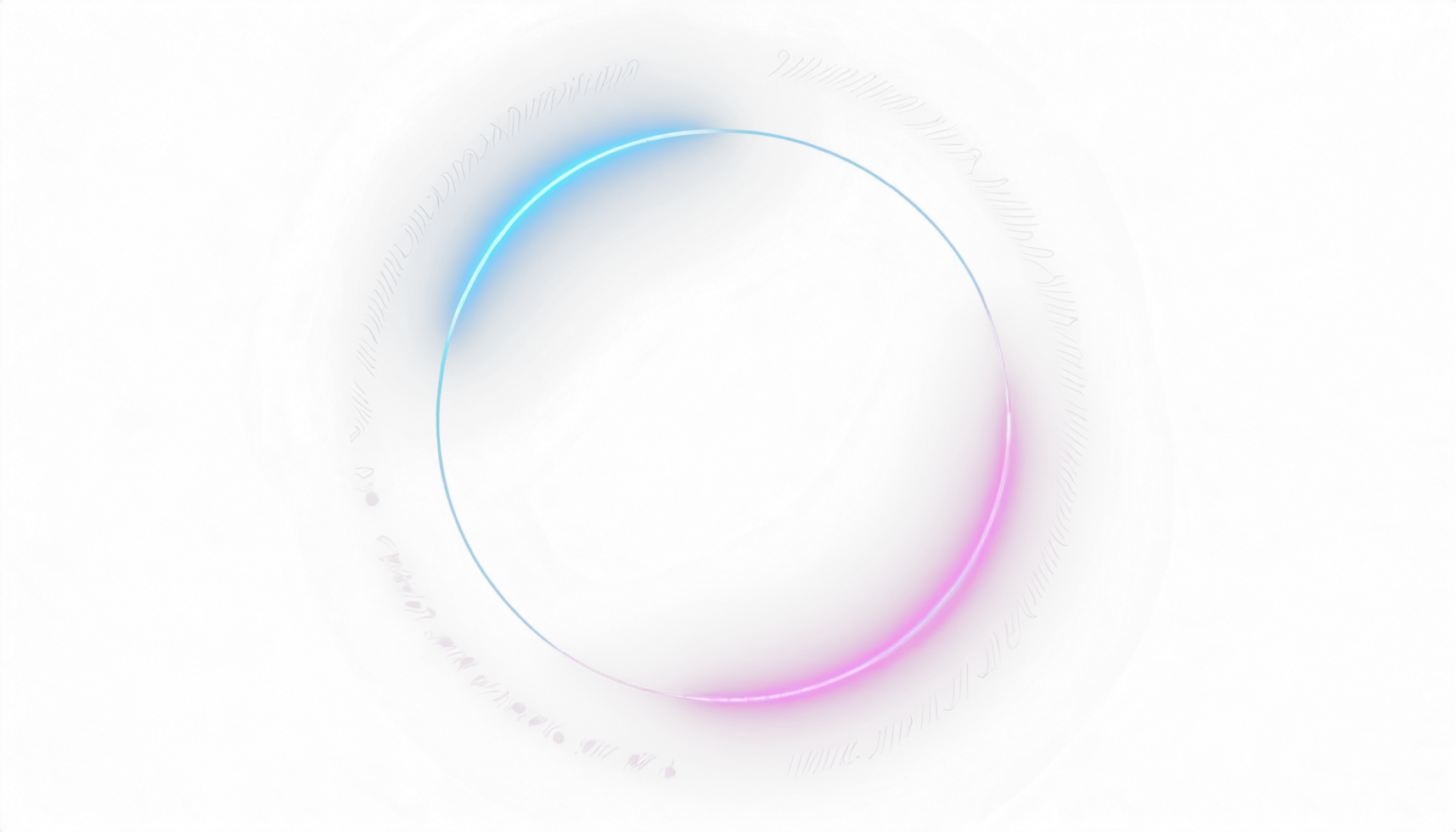 AI generated Round circle picture frame with two tone neon color shade motion graphic on isolated black background. Blue and pink light moving for overlay element. 3D illustration rendering. png