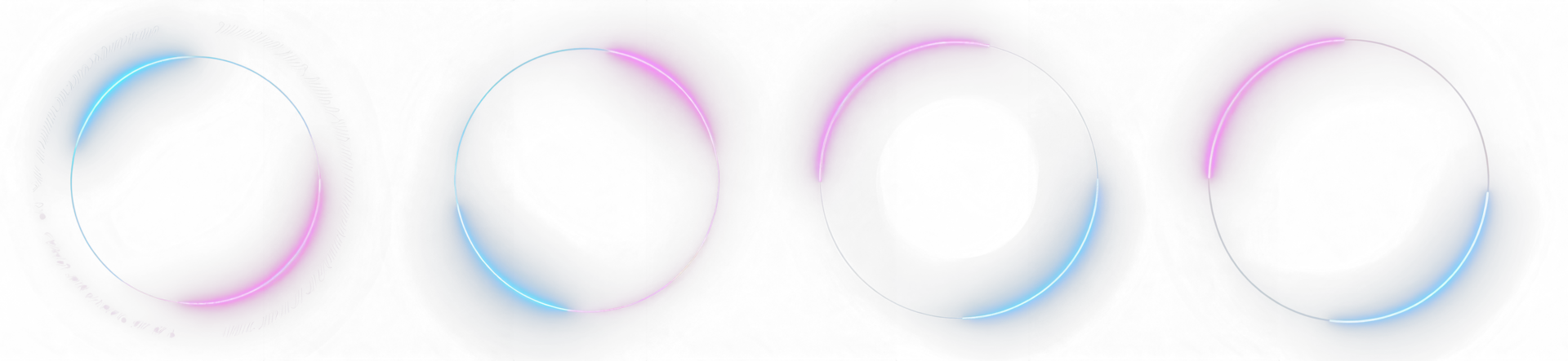 AI generated Round circle picture frame with two tone neon color shade motion graphic on isolated black background. Blue and pink light moving for overlay element. 3D illustration rendering. png