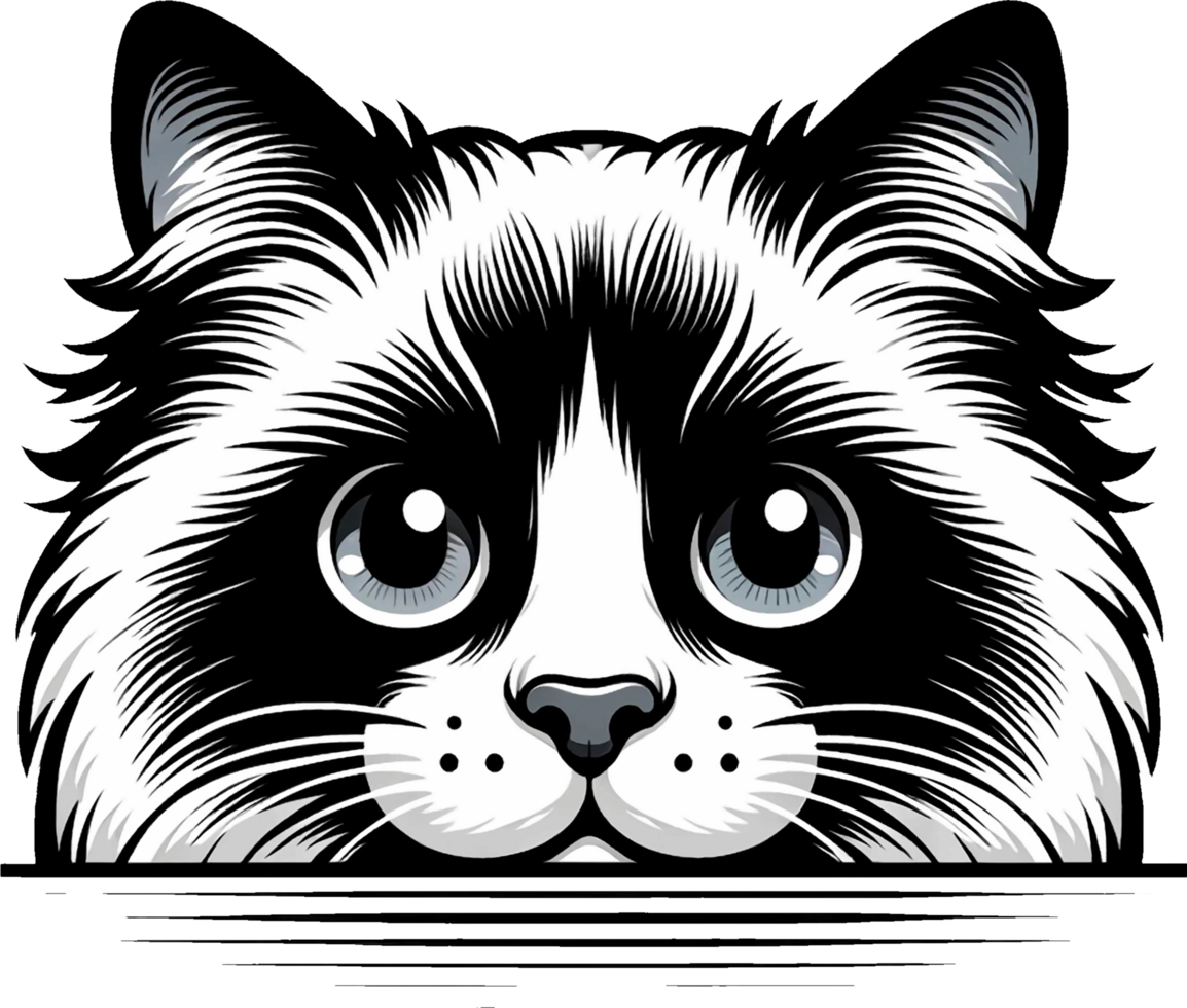 ai gegenereerd schattig zwart en wit gluren kat png.dit ontwerp gebruik uw eigen prints en veel andere taak png