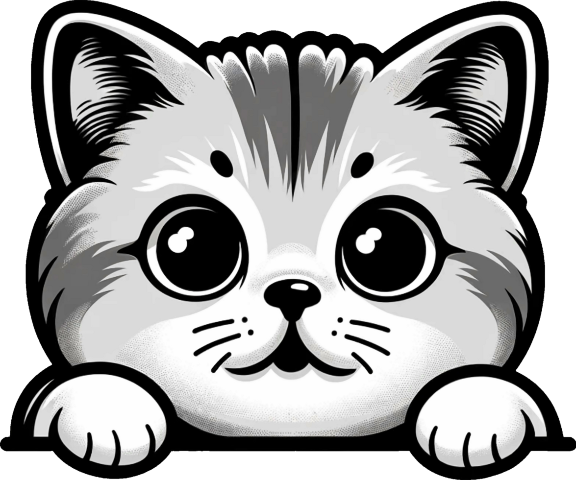 AI generated Cute black and white peeking cat PNG. This Design use your own prints and many other task png