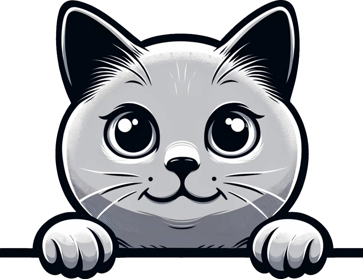 AI generated Cute black and white peeking cat Png.This Design use your own prints and many other task png